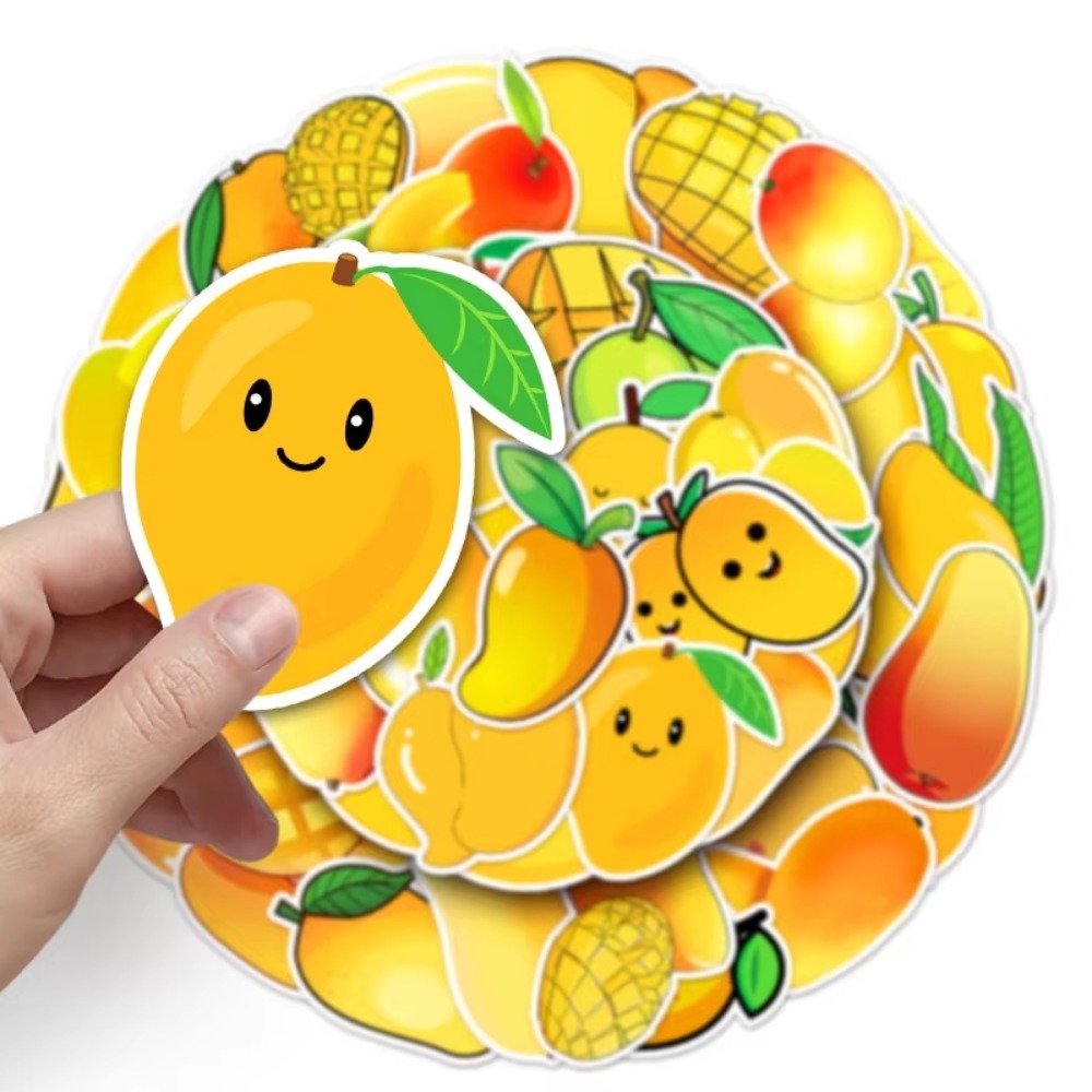Yellow Laptop Accessories - 50Pcs Kawaii Yellow Fruit Mango Expression