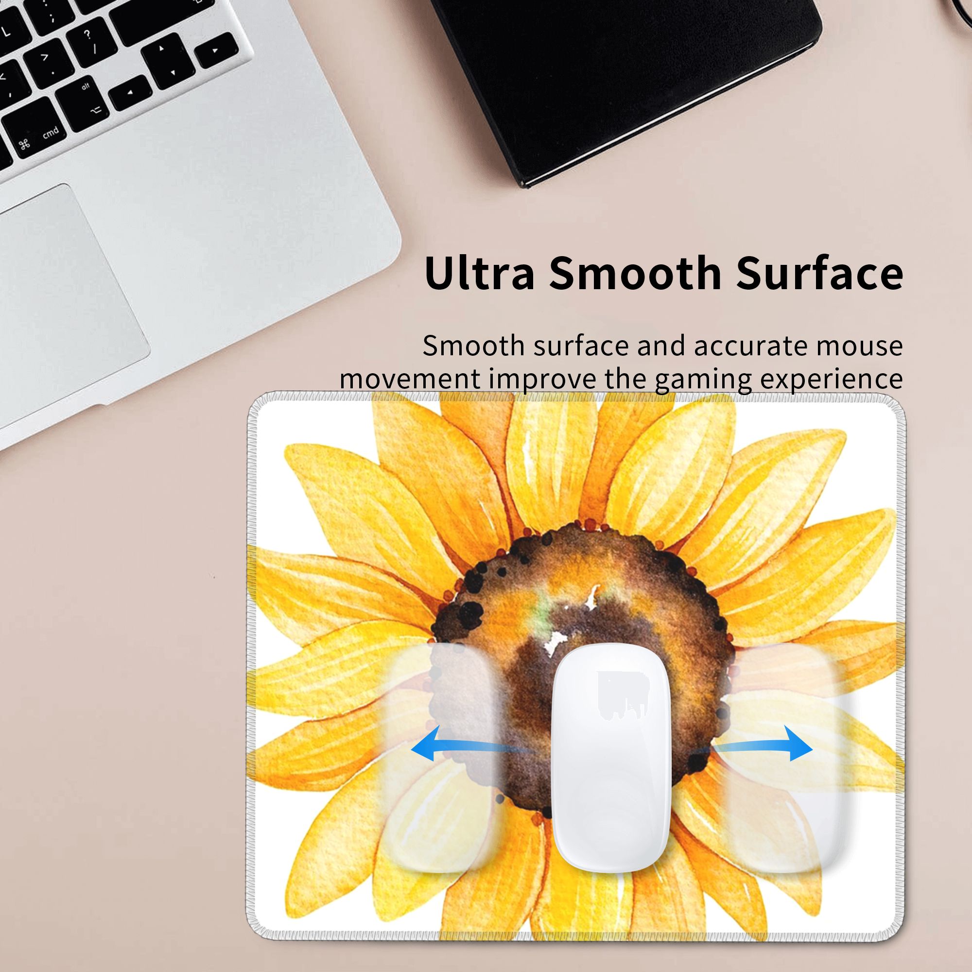 Yellow Laptop Accessories - Watercolor Sunflower Vibrant Yellow Floral Mouse
