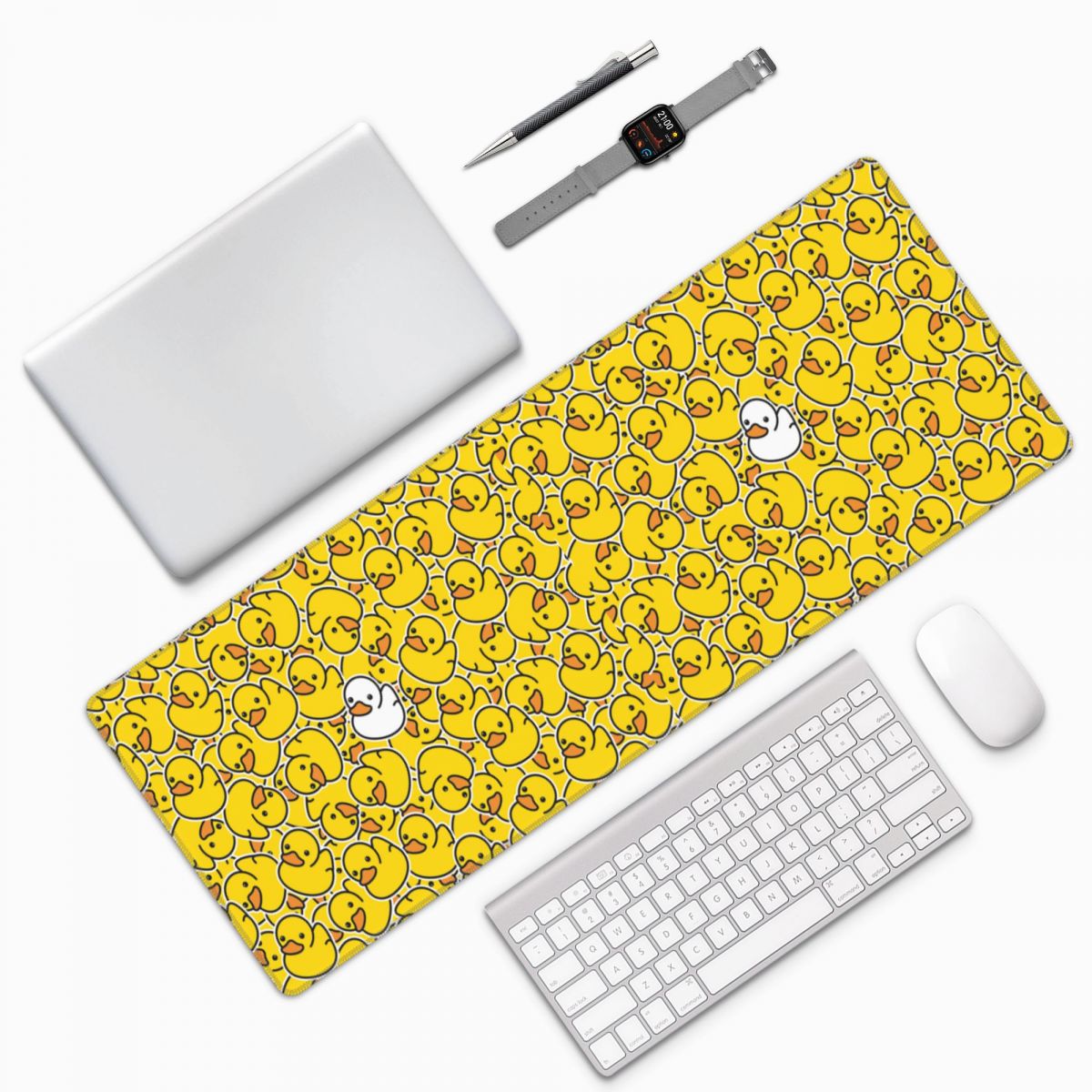 Yellow Laptop Accessories - Yellow Duck Pattern Large Mouse Pad