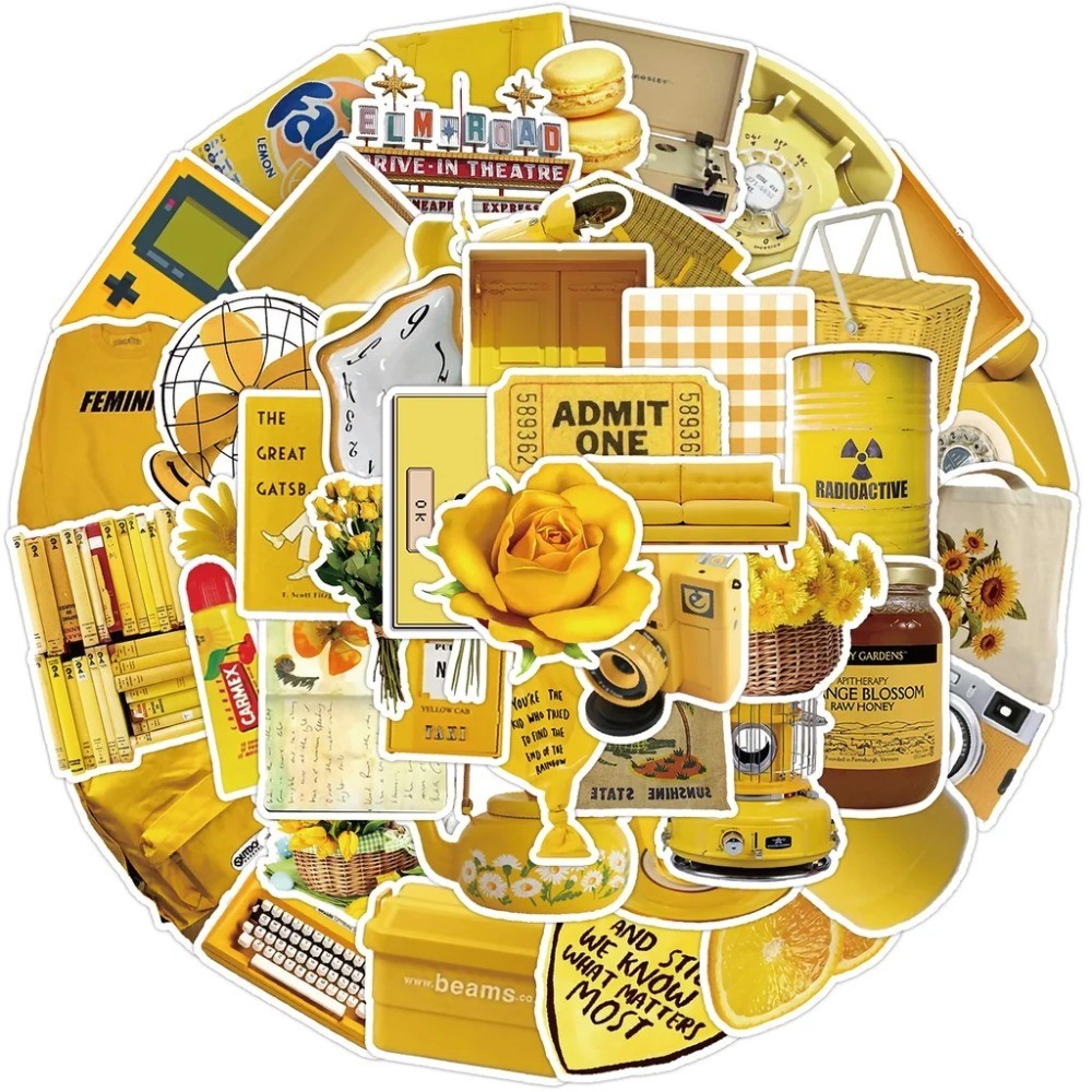 50 Pcs Aesthetic Yellow Vintag - огляд і ціна Yellow Laptop Accessories