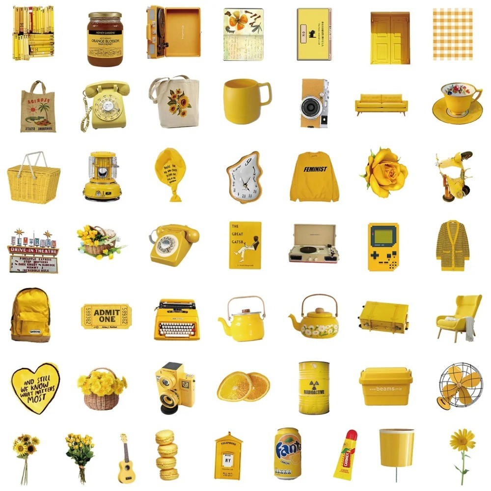 50 Pcs Aesthetic Yellow Vintag - огляд і ціна Yellow Laptop Accessories