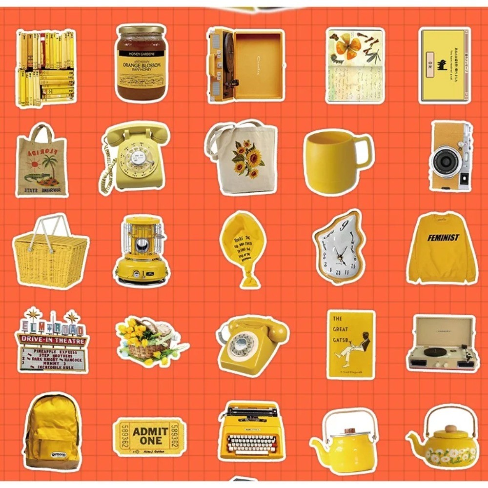 50 Pcs Aesthetic Yellow Vintag - огляд і ціна Yellow Laptop Accessories