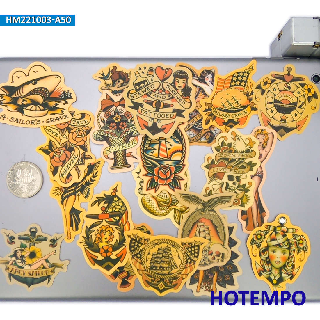 50Pieces Yellowing Retro Decal - огляд і ціна Yellow Laptop Accessories
