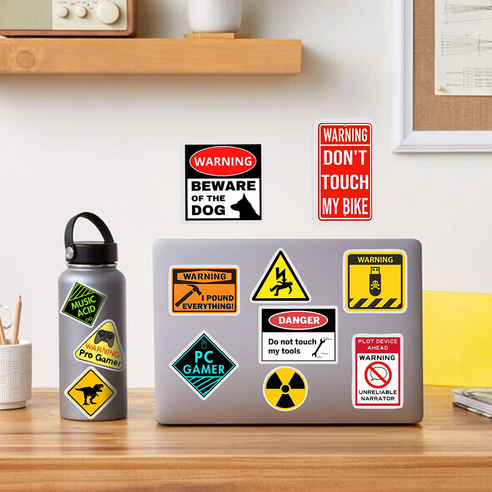 Yellow Weird Warning Stickers  - огляд і ціна Yellow Laptop Accessories
