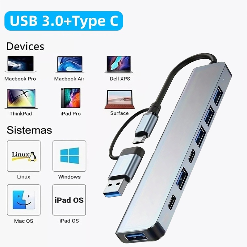 2 In 1 USB3.0 Hub 7 Port Type  - огляд і ціна Laptop Accessories Macbook