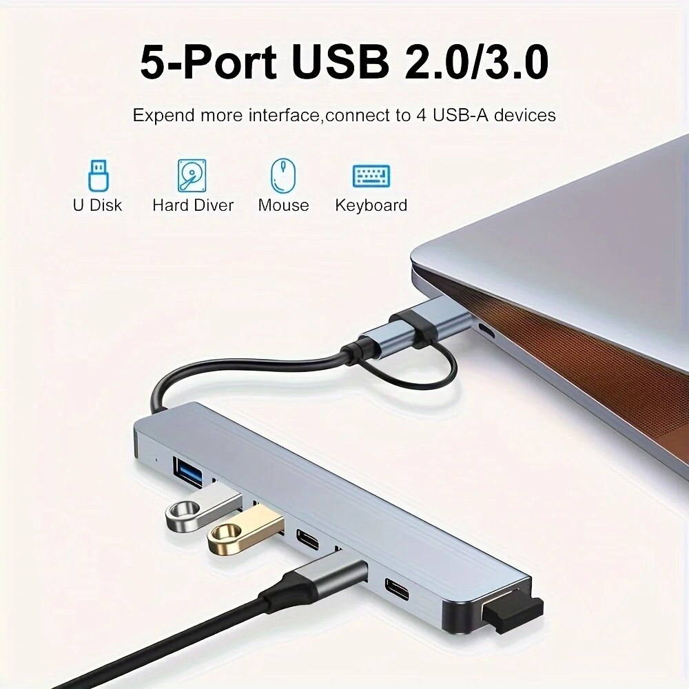2 In 1 USB3.0 Hub 7 Port Type  - огляд і ціна Laptop Accessories Macbook